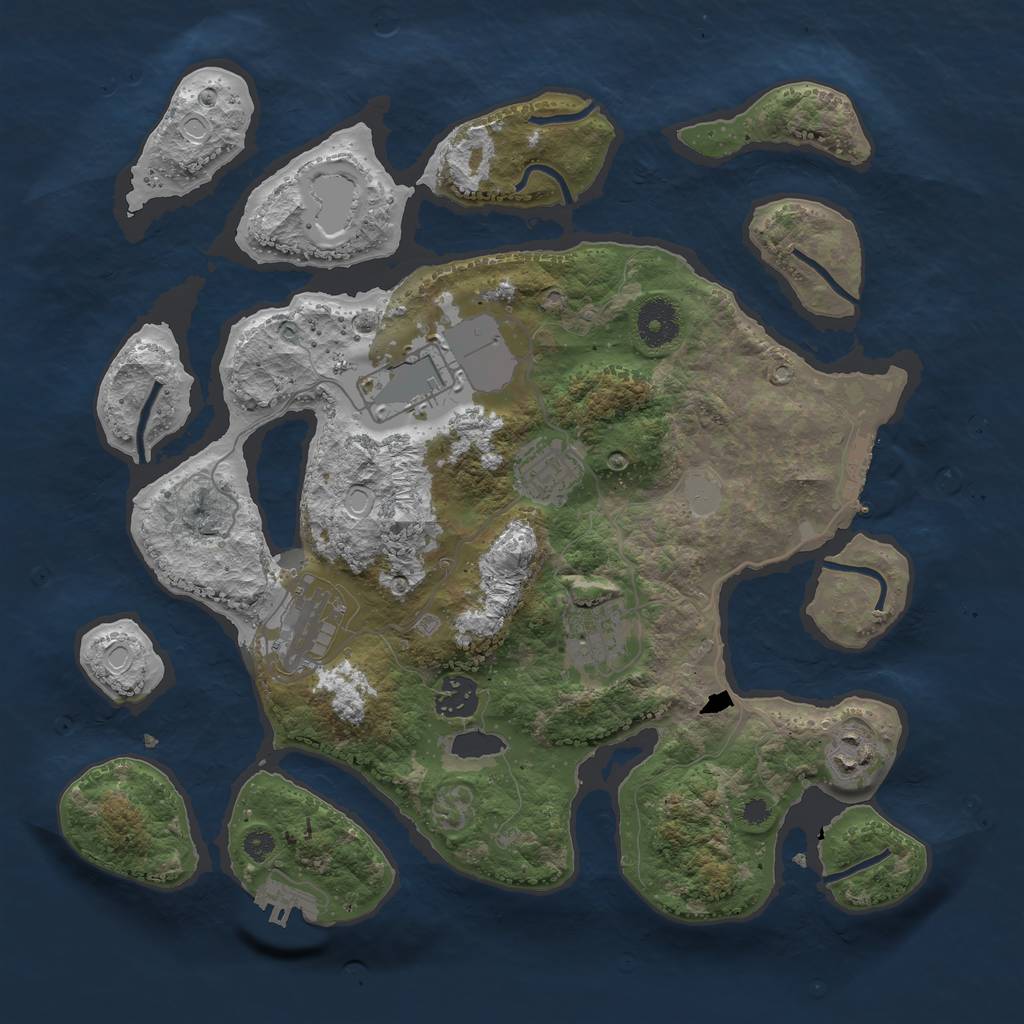 Rust Map: Procedural Map, Size: 3501, Seed: 65382, 13 Monuments