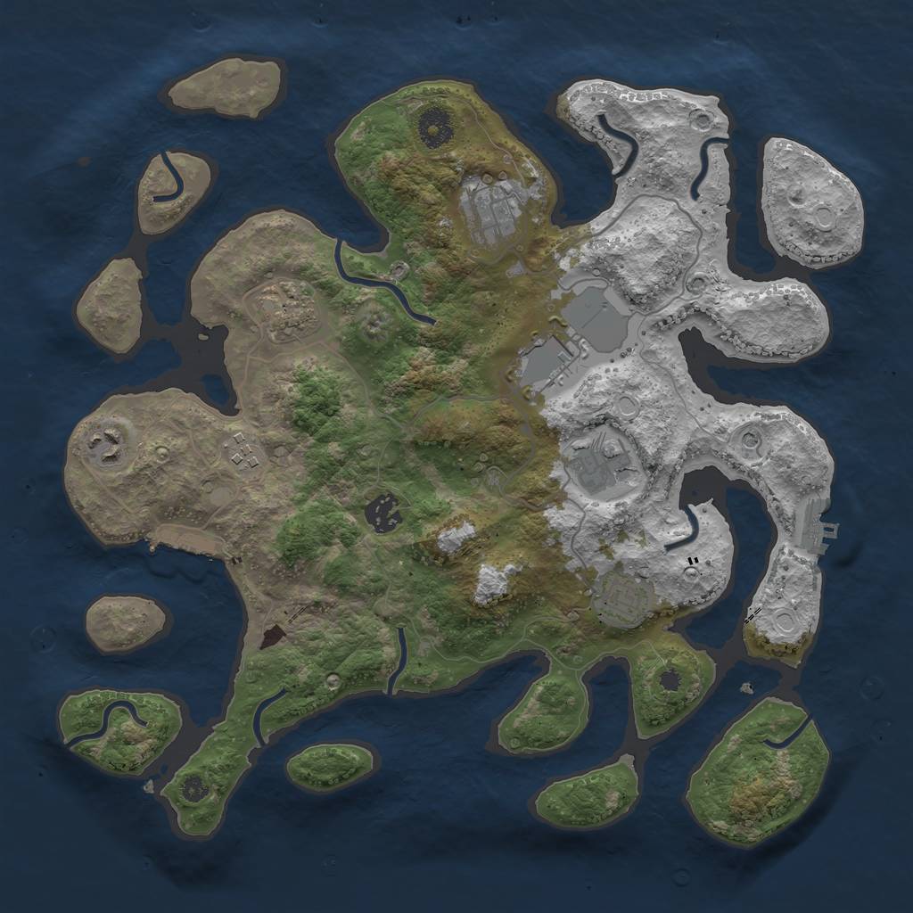 Rust Map: Procedural Map, Size: 3650, Seed: 2006234476, 16 Monuments
