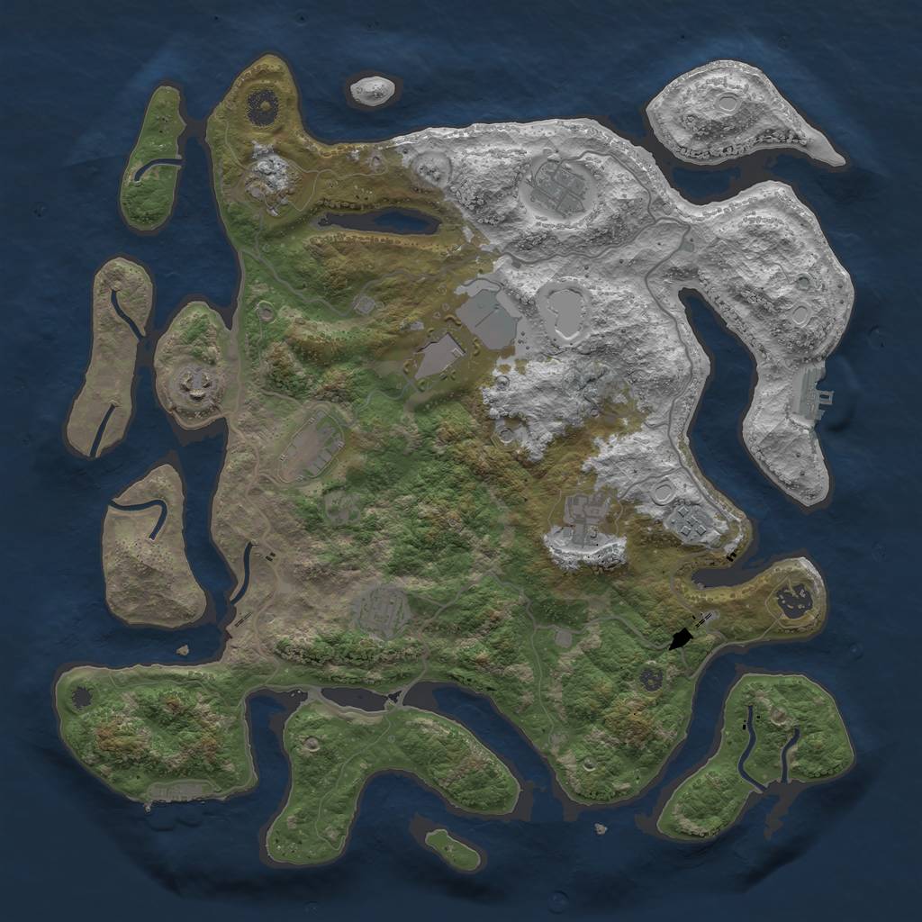 Rust Map: Procedural Map, Size: 4000, Seed: 6425, 17 Monuments