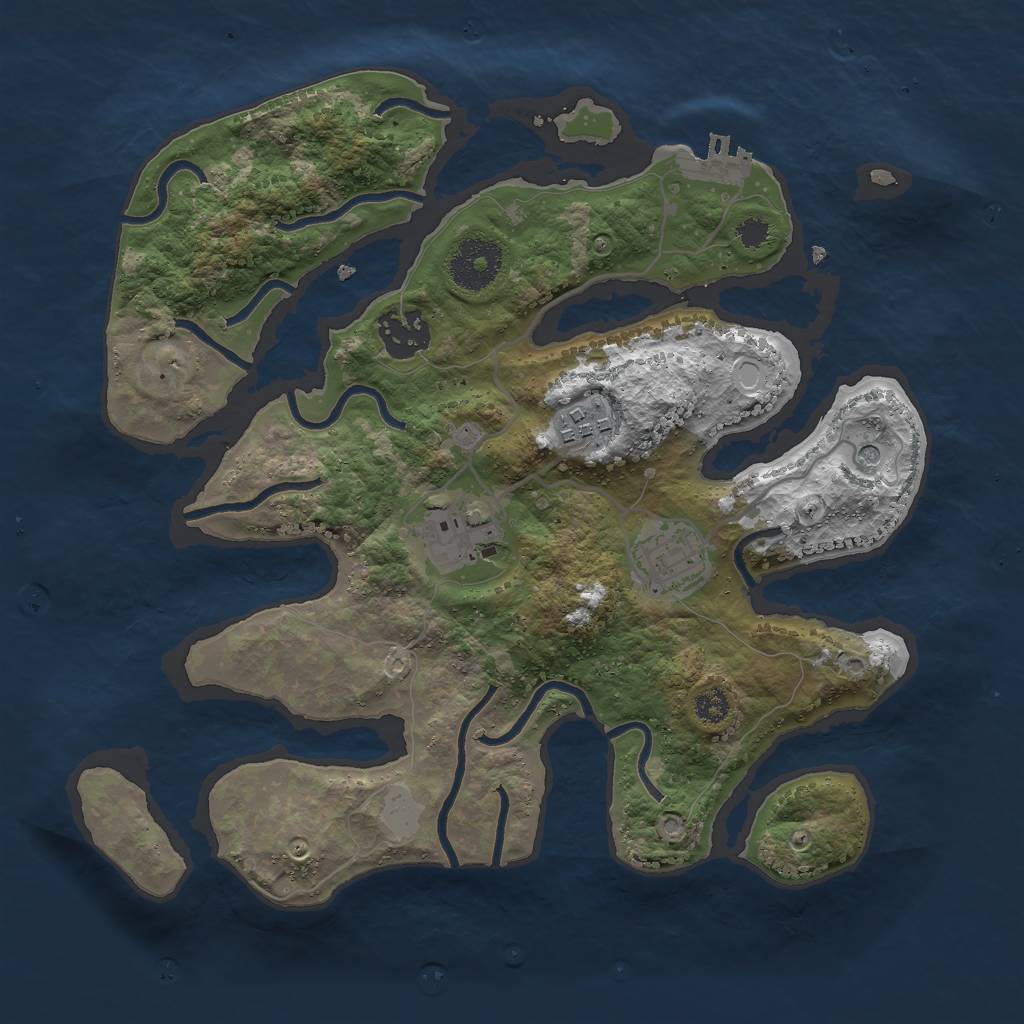 Rust Map: Procedural Map, Size: 3000, Seed: 7316632, 11 Monuments