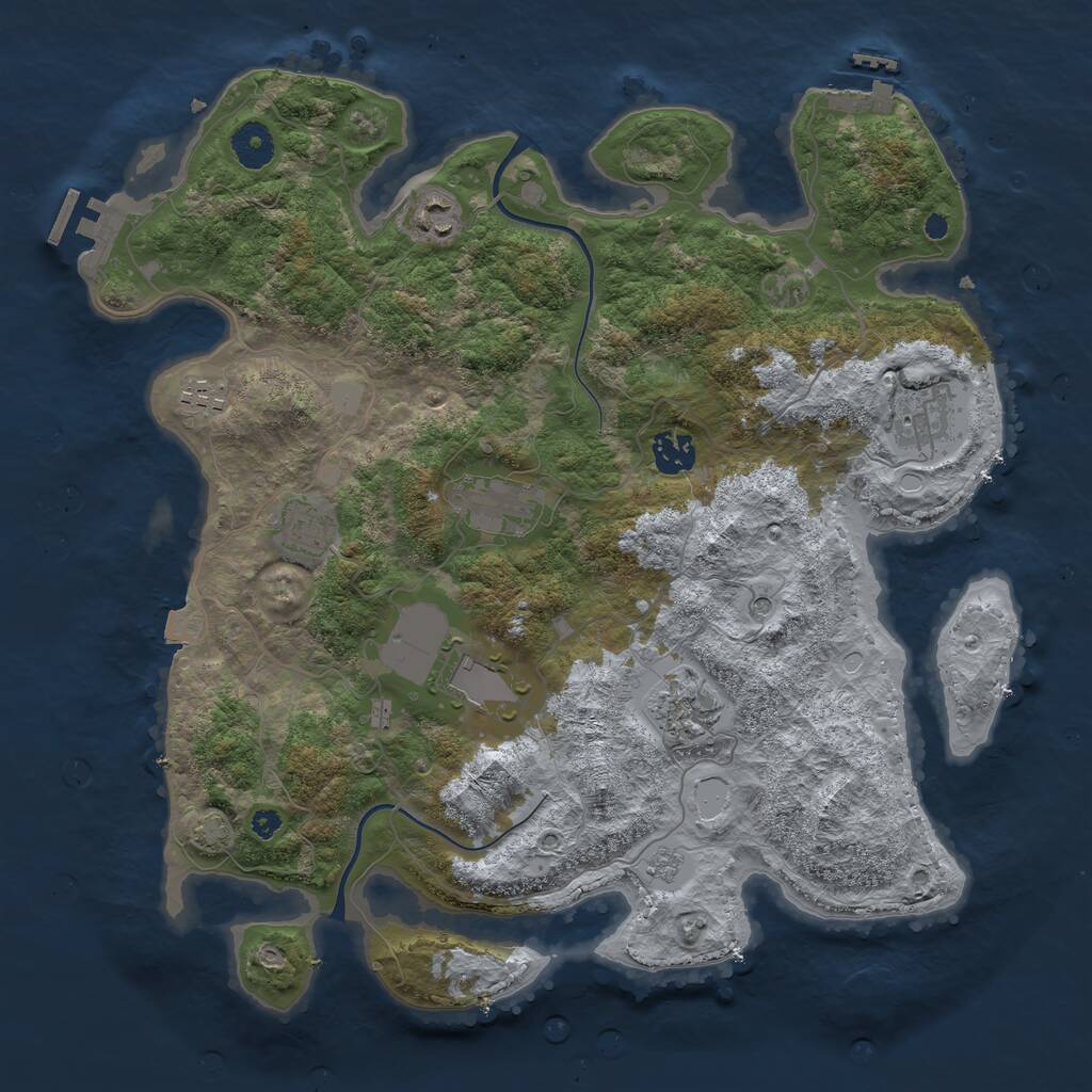 Rust Map: Procedural Map, Size: 3750, Seed: 22364531, 14 Monuments