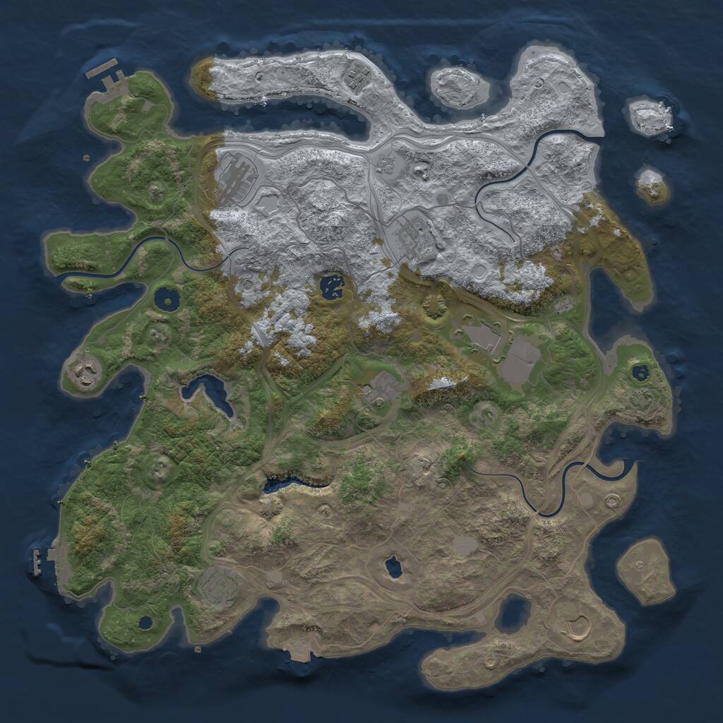 Rust Map: Procedural Map, Size: 4300, Seed: 1173721784, 15 Monuments