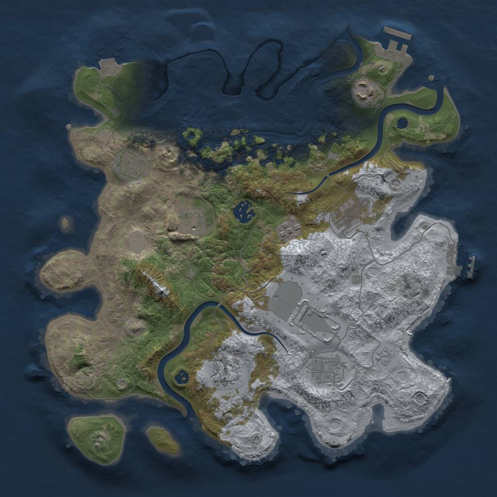 Rust Map: Procedural Map, Size: 3500, Seed: 990128503, 15 Monuments