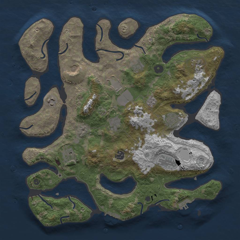 Rust Map: Procedural Map, Size: 3950, Seed: 1008011859, 19 Monuments