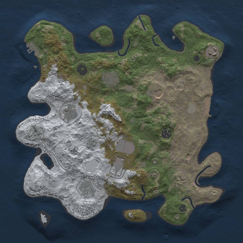 Rust Map: Procedural Map, Size: 3500, Seed: 1500108904, 18 Monuments
