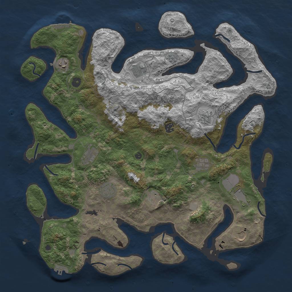 Rust Map: Procedural Map, Size: 4500, Seed: 738023879, 19 Monuments