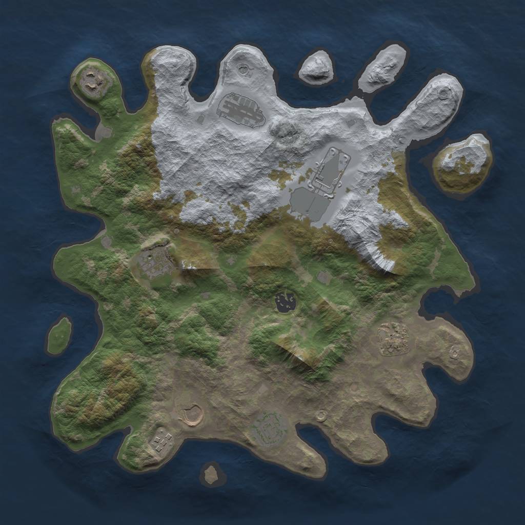Rust Map: Barren, Size: 3700, Seed: 340962043, 12 Monuments