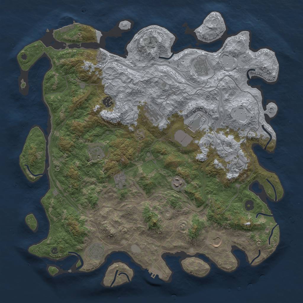 Rust Map: Procedural Map, Size: 4500, Seed: 222222222, 18 Monuments