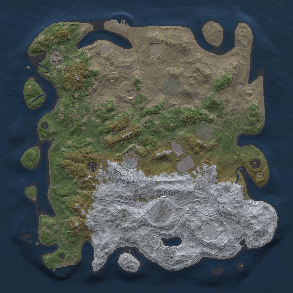 Rust Map: Procedural Map, Size: 4300, Seed: 808848689, 17 Monuments