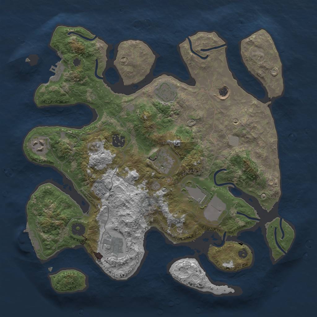 Rust Map: Procedural Map, Size: 3500, Seed: 682921302, 16 Monuments
