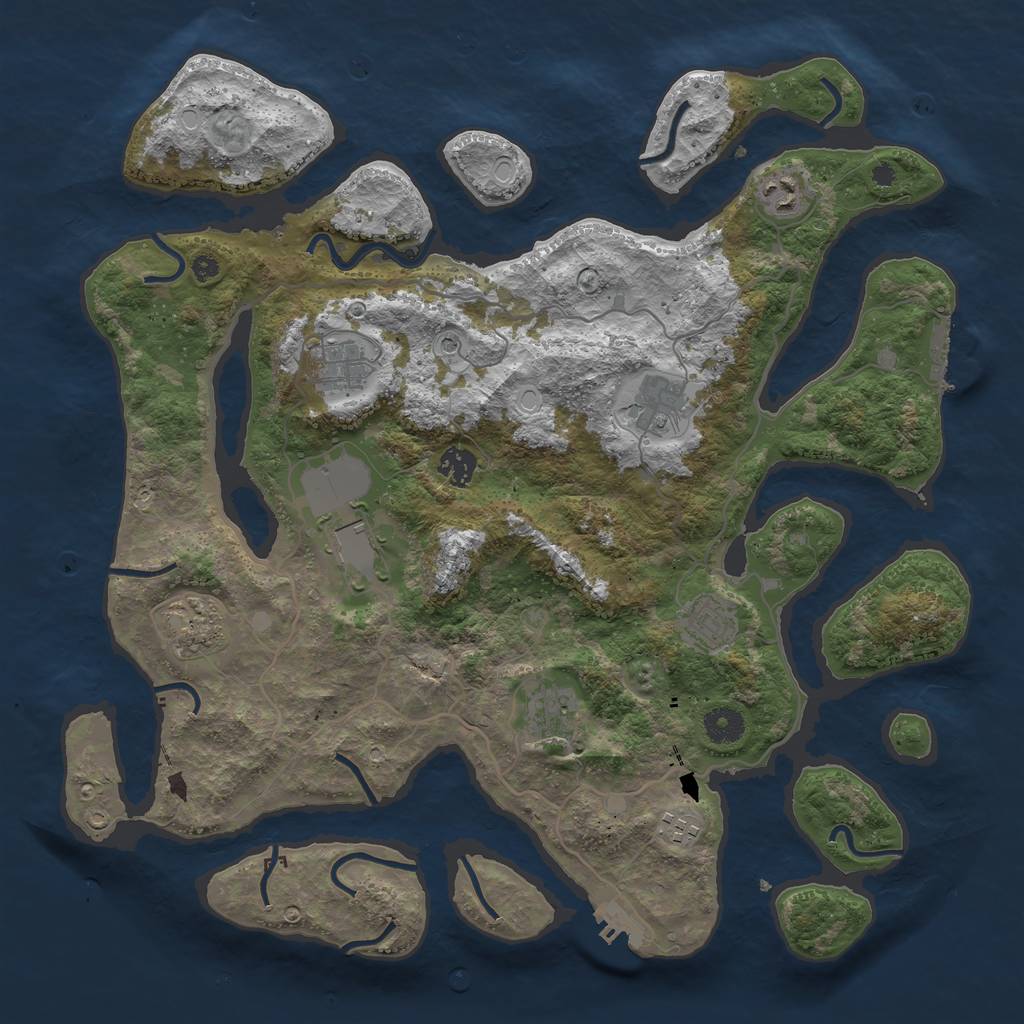 Rust Map: Procedural Map, Size: 4000, Seed: 426685491, 17 Monuments