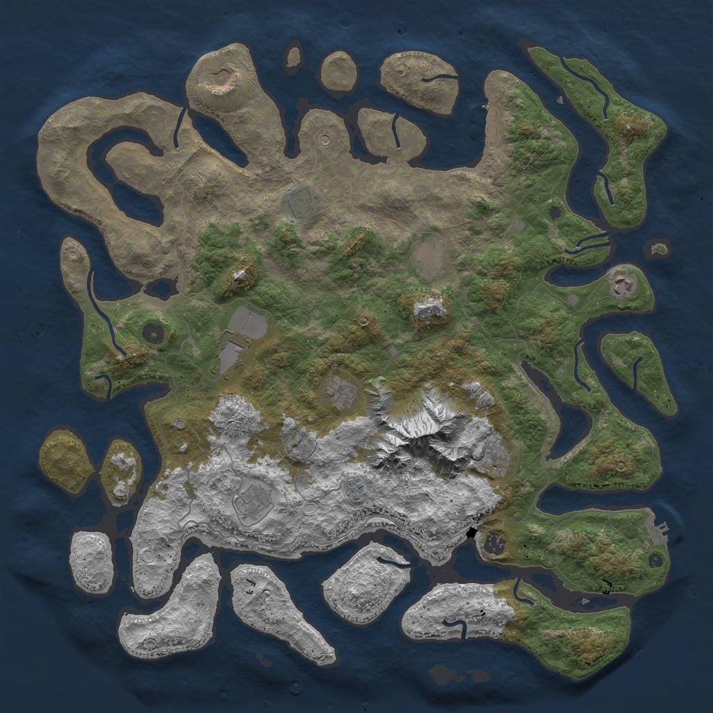 Rust Map: Procedural Map, Size: 5000, Seed: 696, 18 Monuments