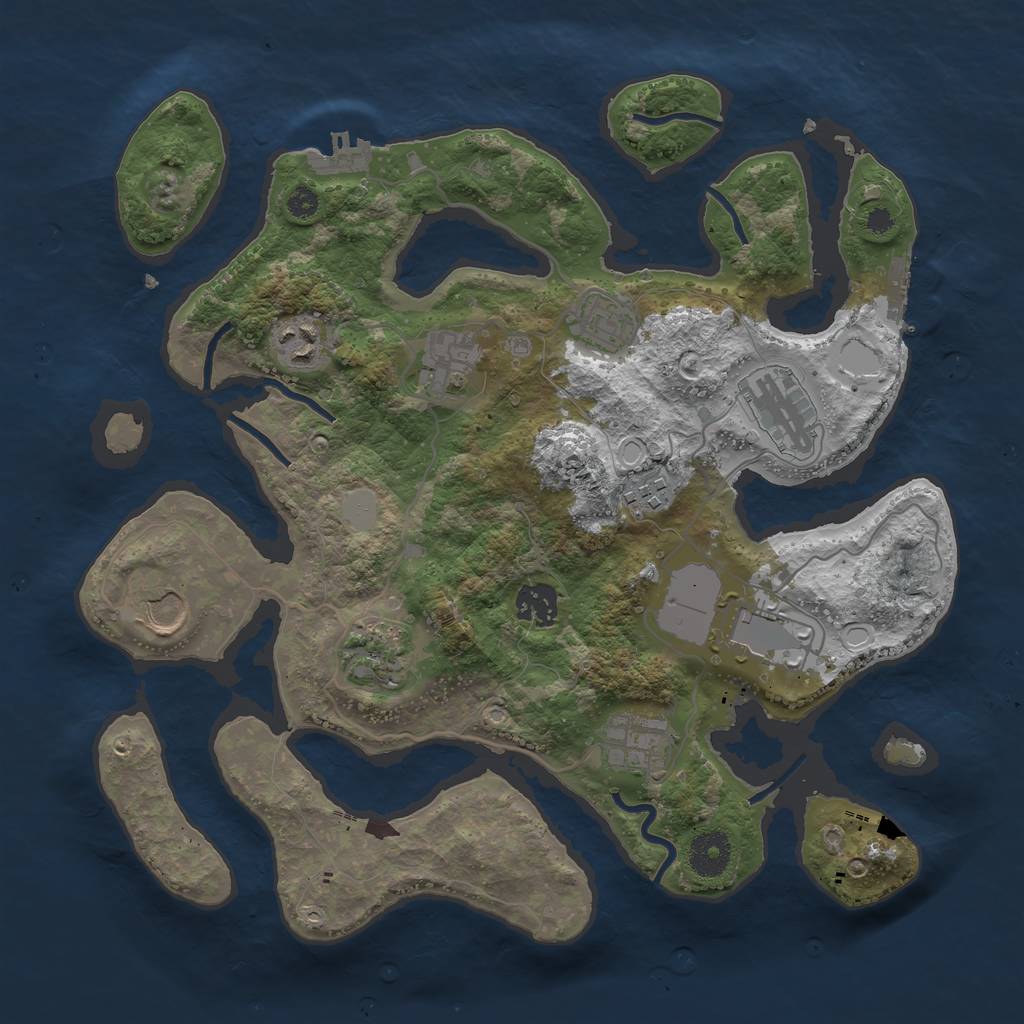 Rust Map: Procedural Map, Size: 3500, Seed: 1215226008, 17 Monuments