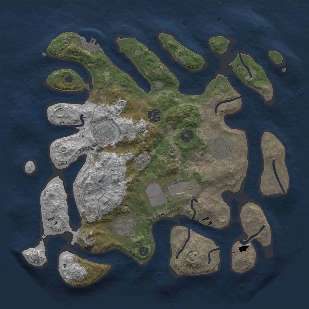 Rust Map: Procedural Map, Size: 3500, Seed: 1620584505, 13 Monuments