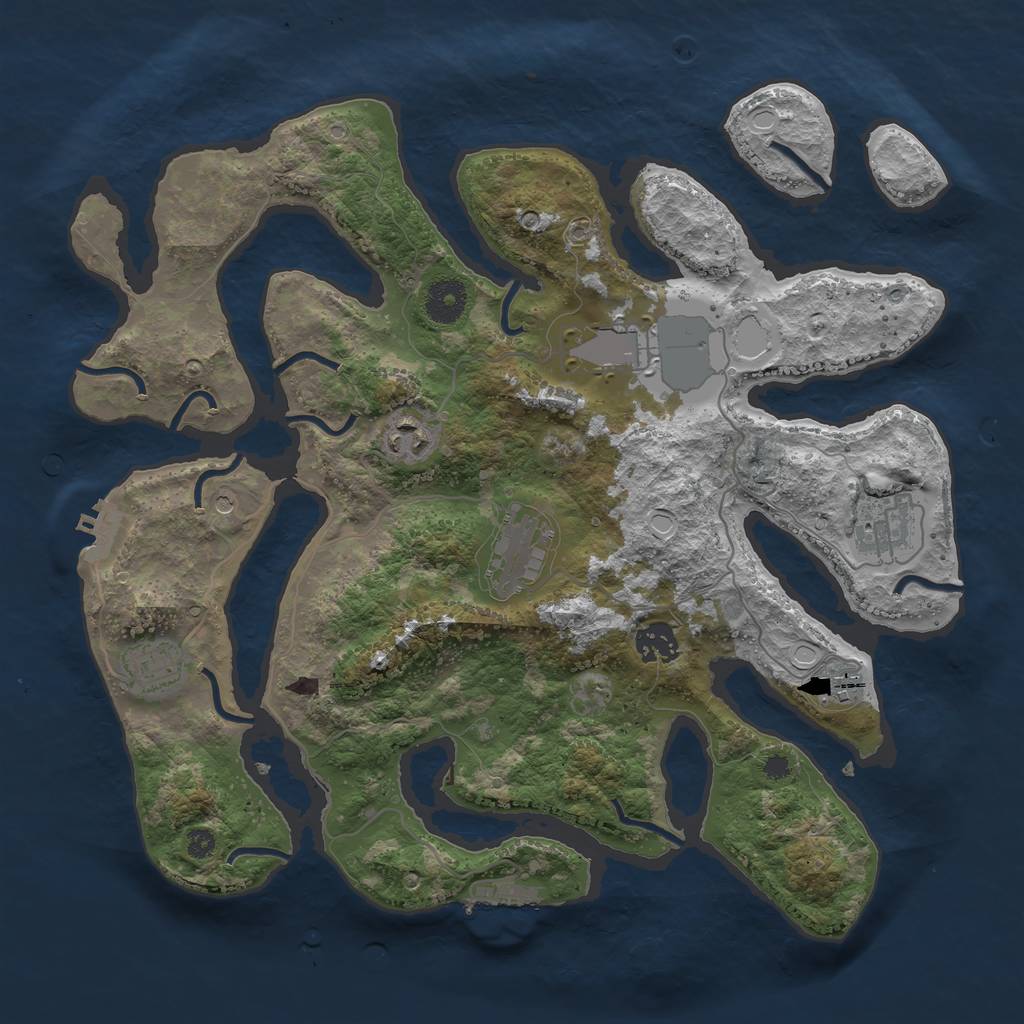 Rust Map: Procedural Map, Size: 3600, Seed: 1113957407, 15 Monuments