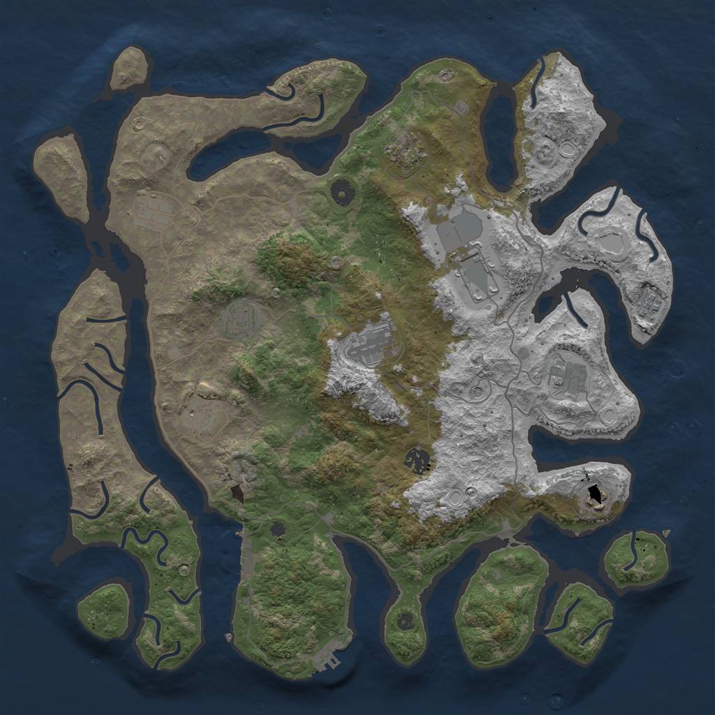 Rust Map: Procedural Map, Size: 4250, Seed: 382713167, 18 Monuments