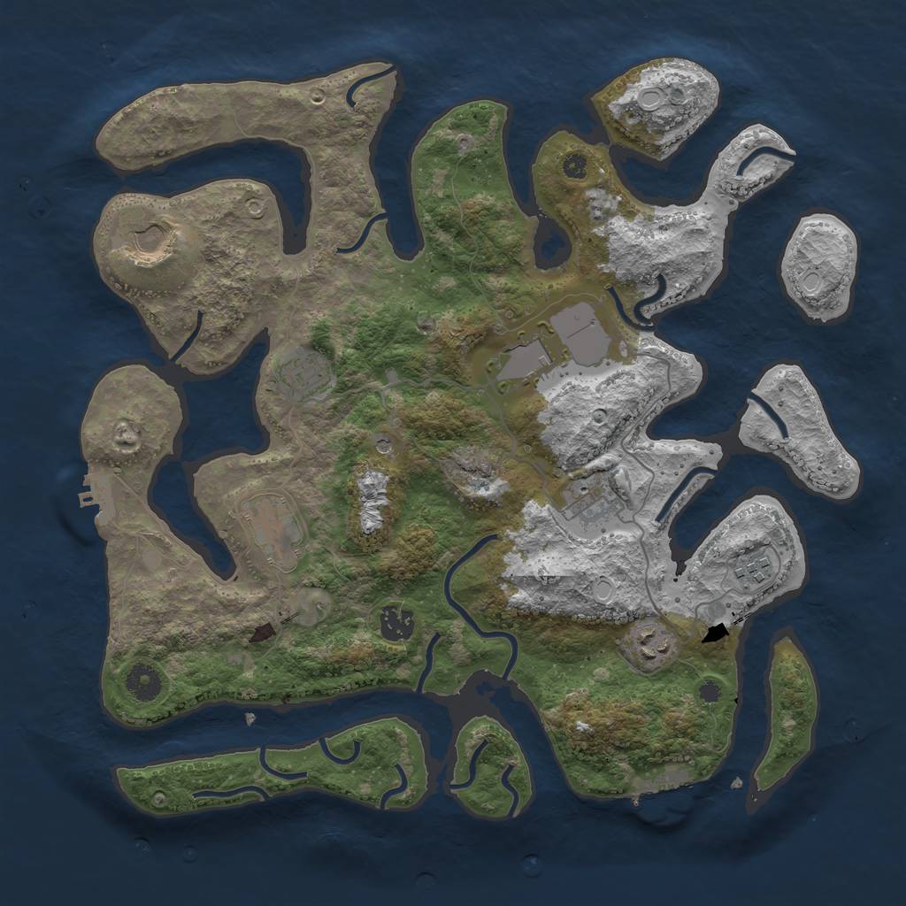 Rust Map: Procedural Map, Size: 3800, Seed: 386485870, 16 Monuments