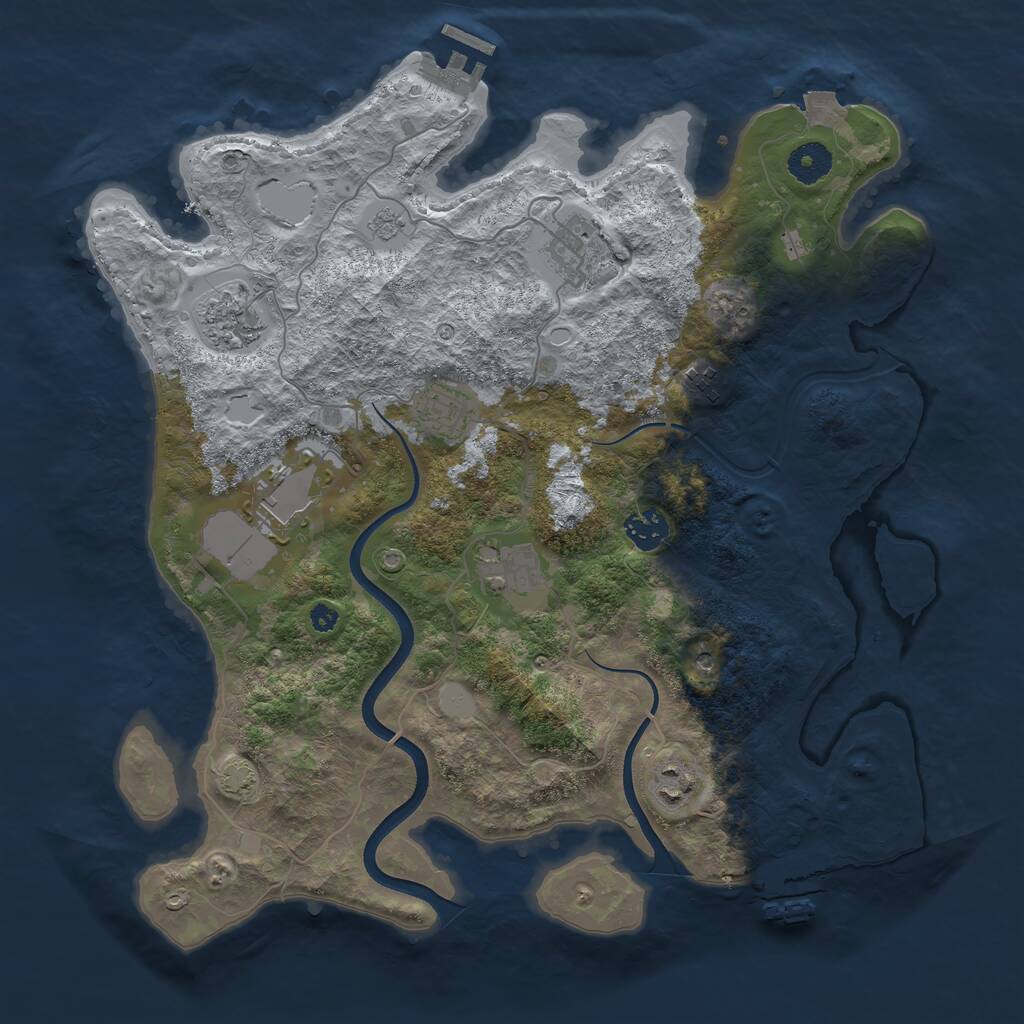 Rust Map: Procedural Map, Size: 3700, Seed: 546264866, 14 Monuments