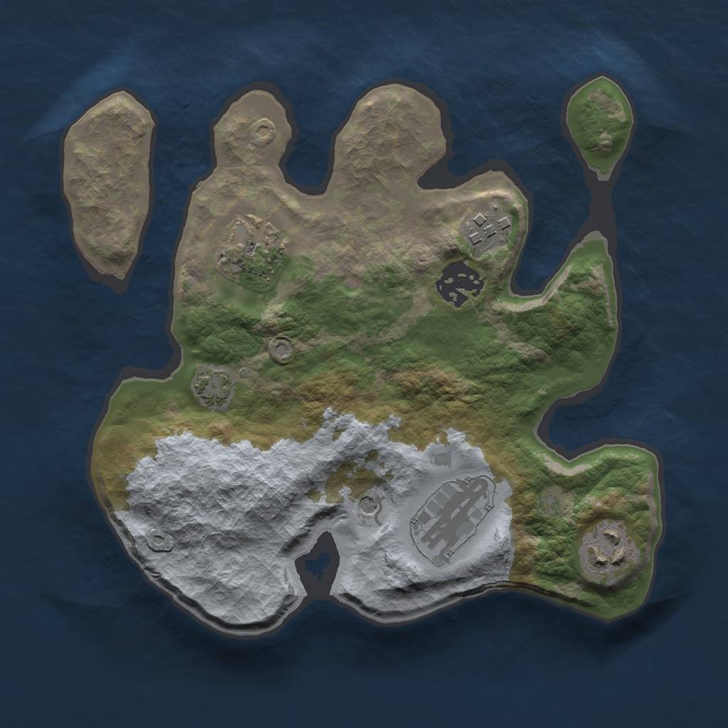 Rust Map: Barren, Size: 2500, Seed: 98654, 9 Monuments