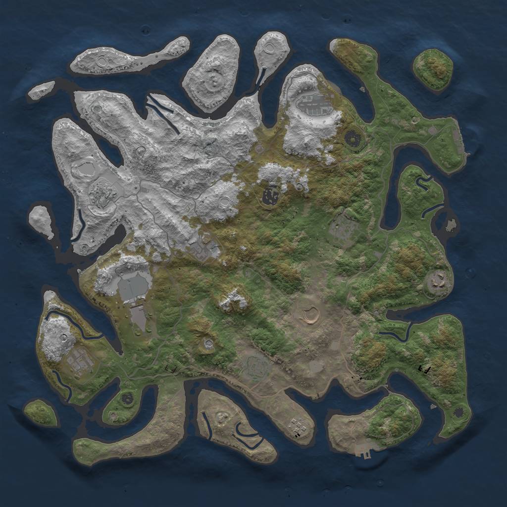 Rust Map: Procedural Map, Size: 4500, Seed: 115242193, 19 Monuments