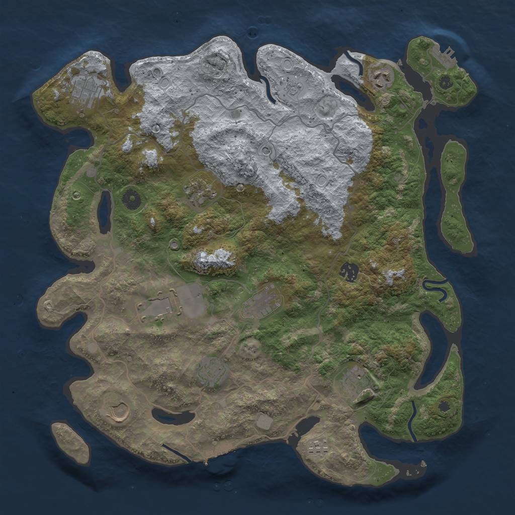 Rust Map: Procedural Map, Size: 4000, Seed: 12111, 17 Monuments