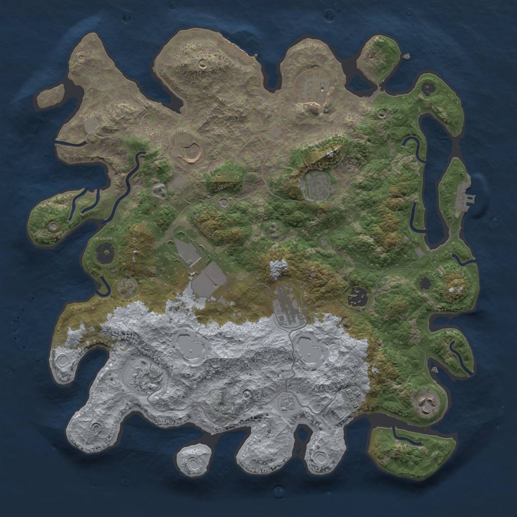 Rust Map: Procedural Map, Size: 3850, Seed: 90, 16 Monuments