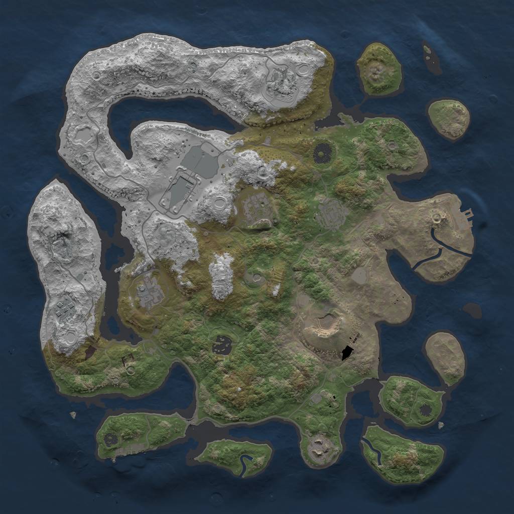 Rust Map: Procedural Map, Size: 3850, Seed: 105817050, 17 Monuments