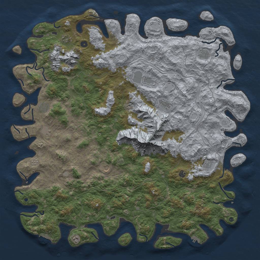 Rust Map: Procedural Map, Size: 6000, Seed: 63586, 18 Monuments