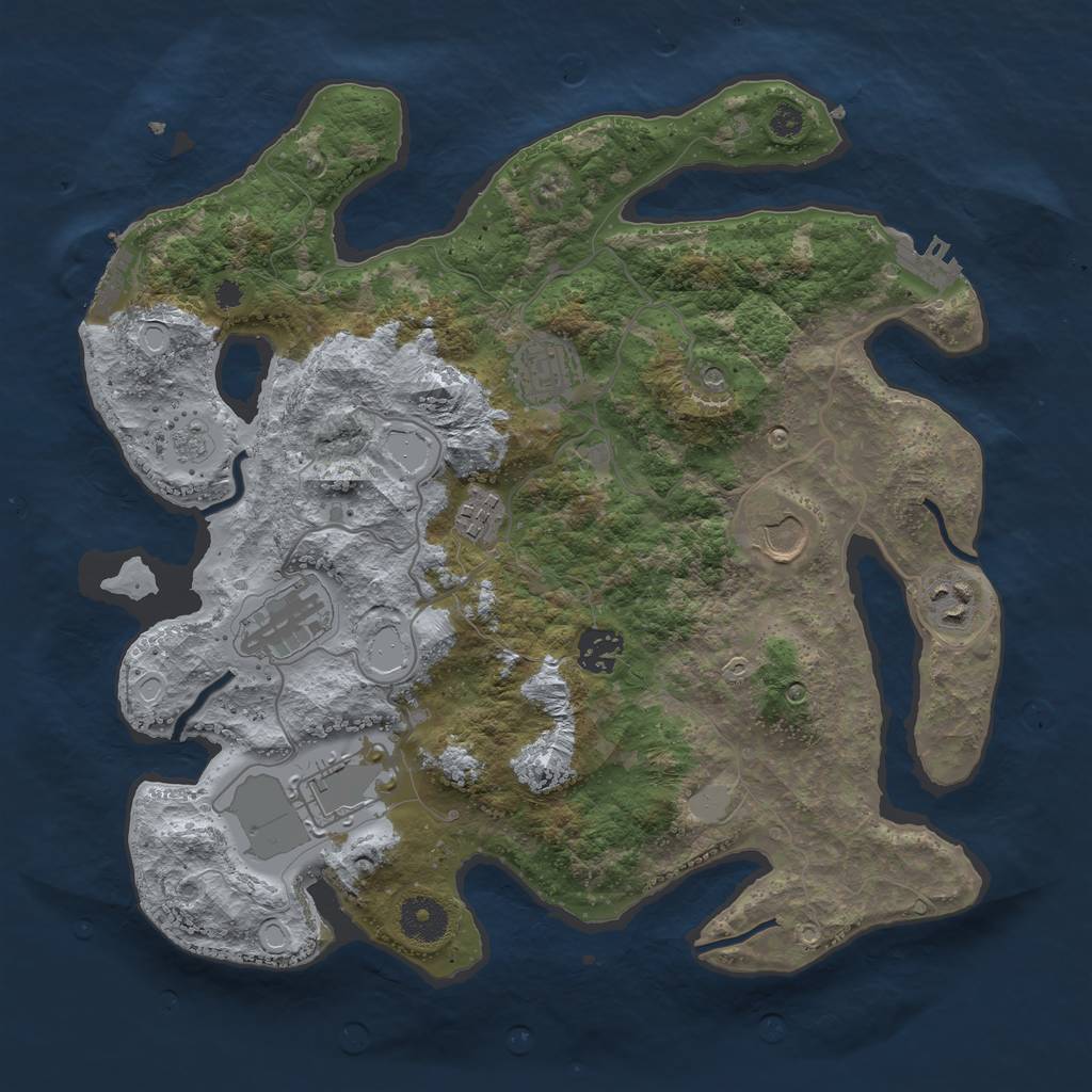 Rust Map: Procedural Map, Size: 3500, Seed: 688173414, 16 Monuments