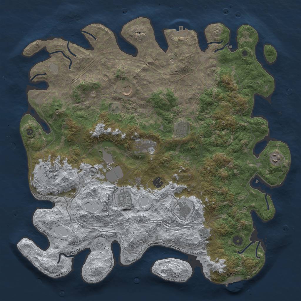 Rust Map: Procedural Map, Size: 4500, Seed: 33456, 19 Monuments