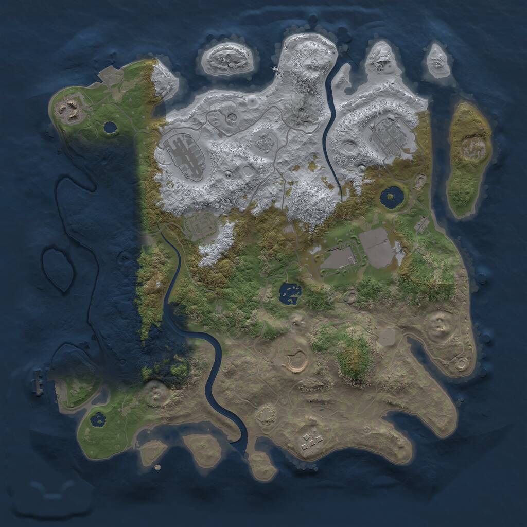 Rust Map: Procedural Map, Size: 3500, Seed: 1450956074, 13 Monuments