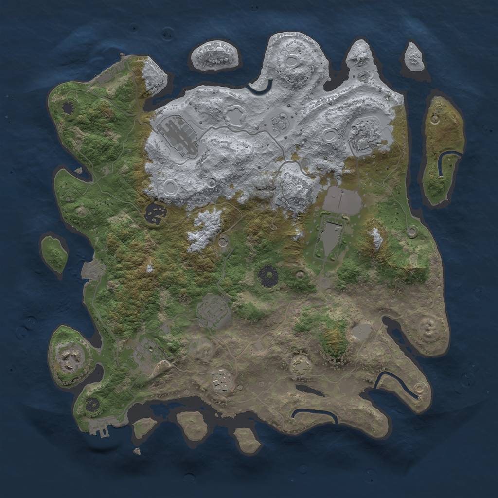 Rust Map: Procedural Map, Size: 3500, Seed: 1450956074, 16 Monuments