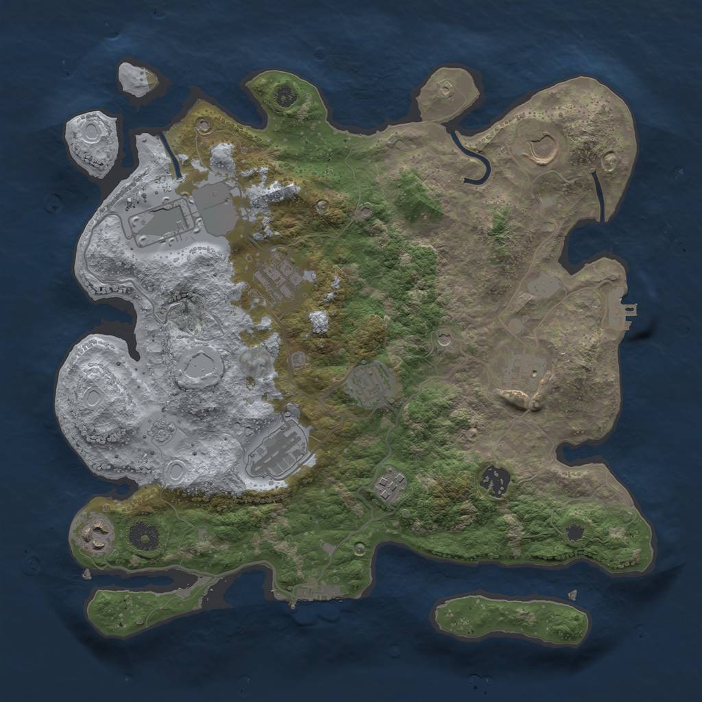 Rust Map: Procedural Map, Size: 3500, Seed: 11114444, 16 Monuments
