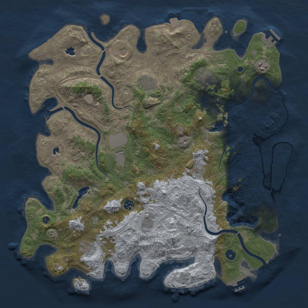 Rust Map: Procedural Map, Size: 4500, Seed: 9035, 16 Monuments