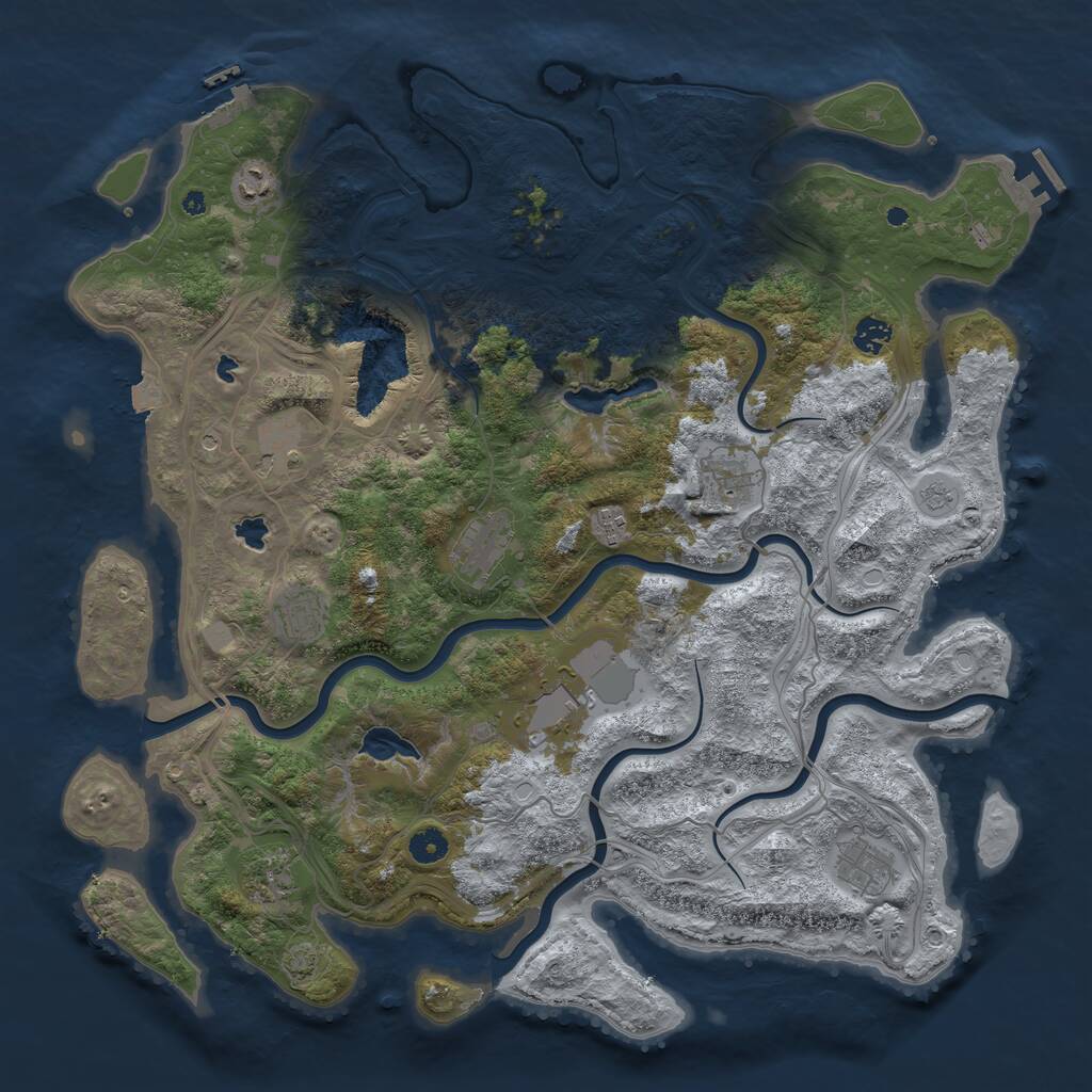 Rust Map: Procedural Map, Size: 4500, Seed: 1333128, 16 Monuments