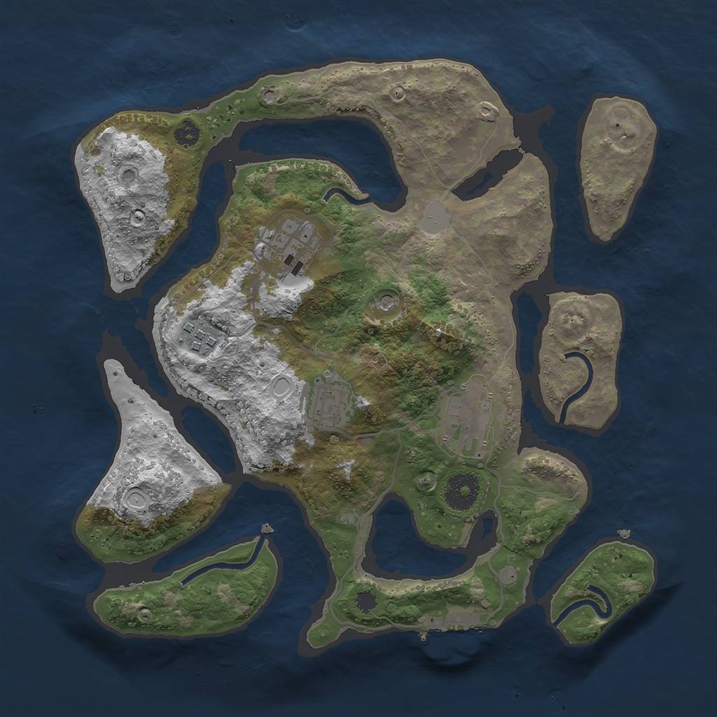 Rust Map: Procedural Map, Size: 3000, Seed: 1750594435, 11 Monuments