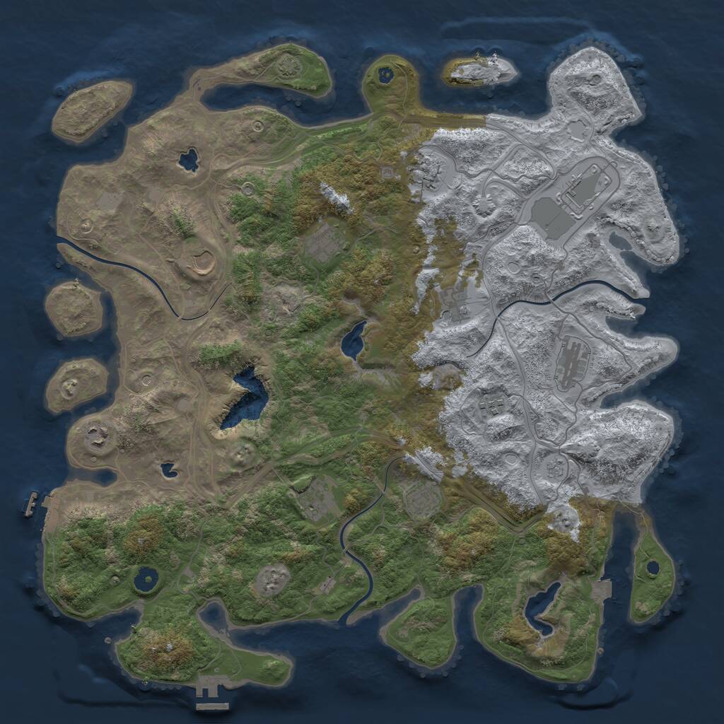 Rust Map: Procedural Map, Size: 4500, Seed: 145258235, 16 Monuments