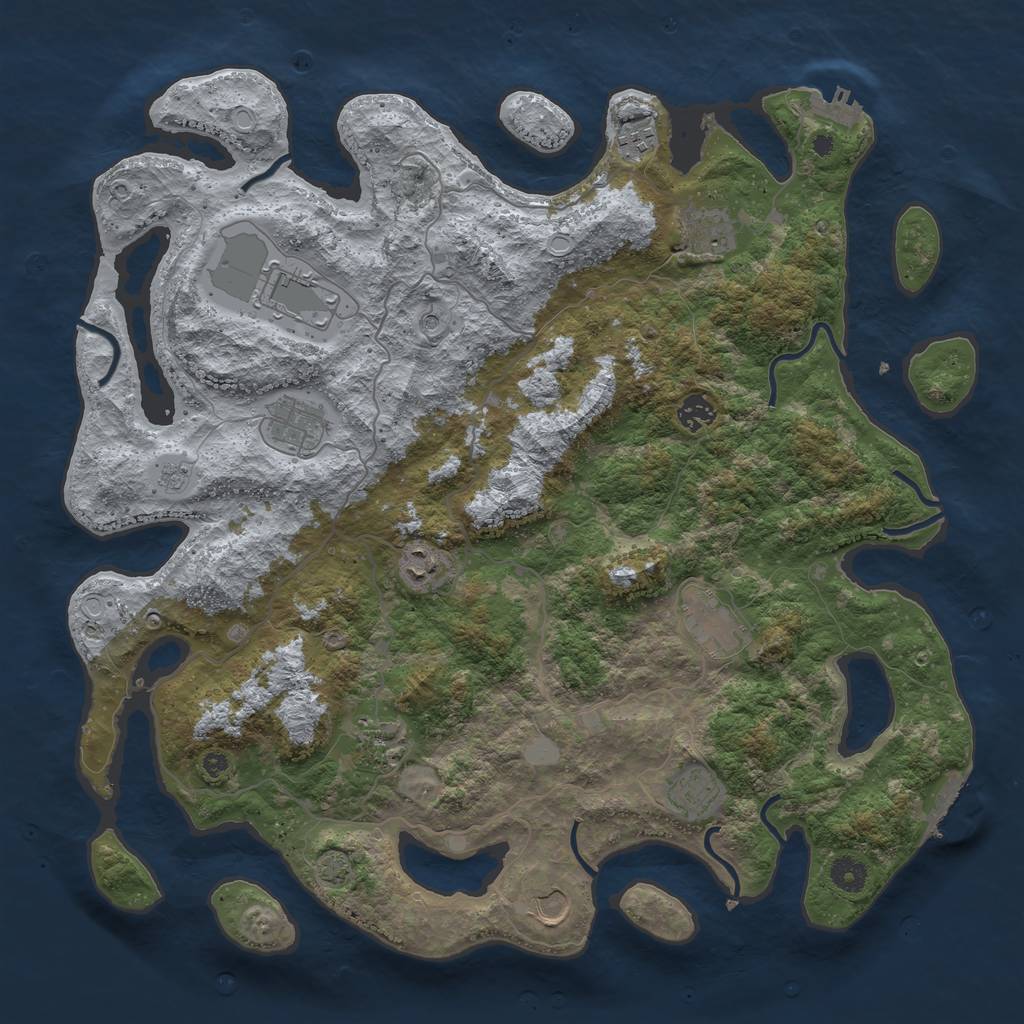 Rust Map: Procedural Map, Size: 4250, Seed: 2106647499, 18 Monuments