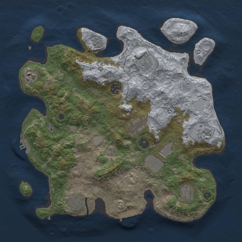 Rust Map: Procedural Map, Size: 3500, Seed: 982701452, 16 Monuments