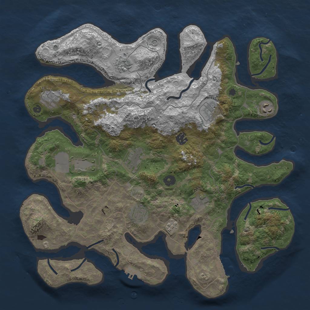 Rust Map: Procedural Map, Size: 4000, Seed: 327221571, 18 Monuments
