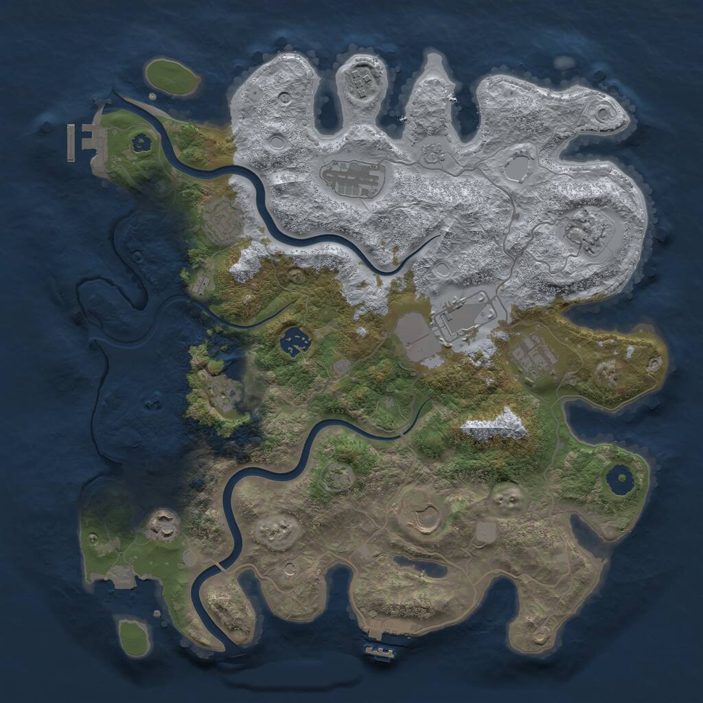 Rust Map: Procedural Map, Size: 3750, Seed: 46301009, 16 Monuments