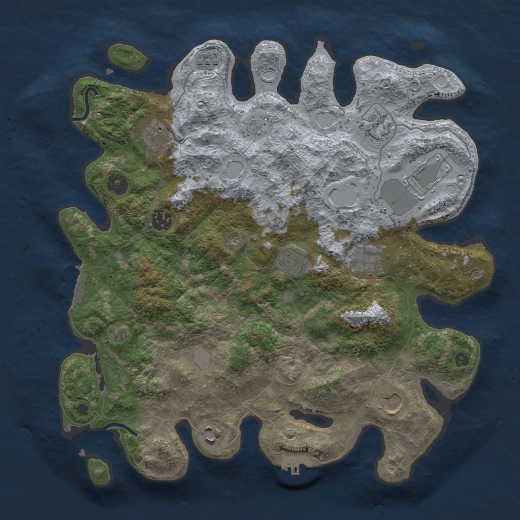 Rust Map: Procedural Map, Size: 3750, Seed: 46301009, 16 Monuments
