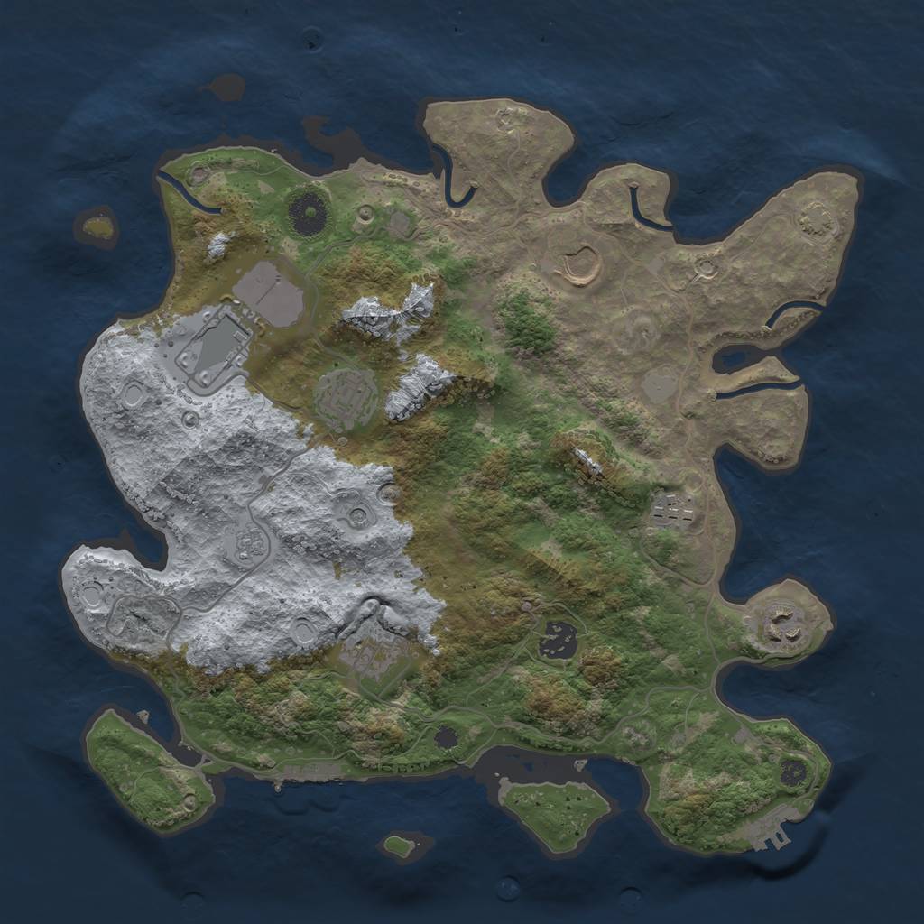 Rust Map: Procedural Map, Size: 3500, Seed: 1860075708, 15 Monuments