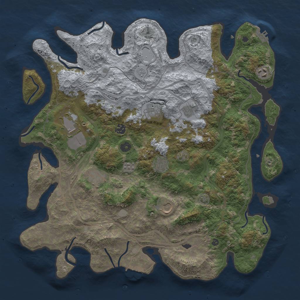 Rust Map: Procedural Map, Size: 4300, Seed: 3986, 17 Monuments