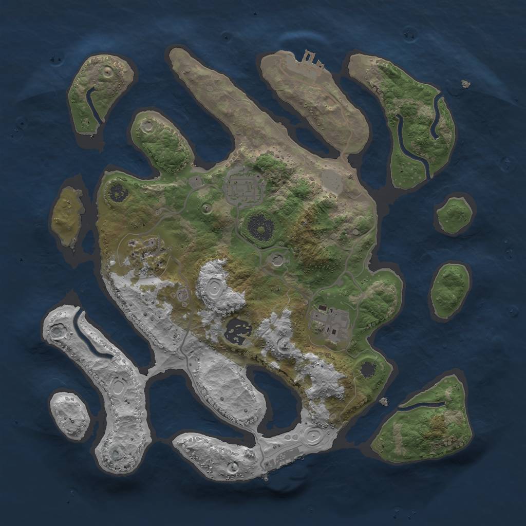 Rust Map: Procedural Map, Size: 3000, Seed: 220318275, 12 Monuments