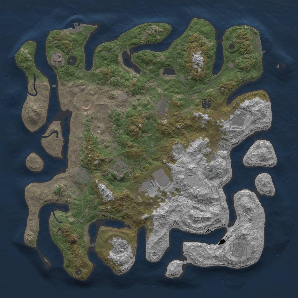 Rust Map: Procedural Map, Size: 4500, Seed: 973246, 19 Monuments