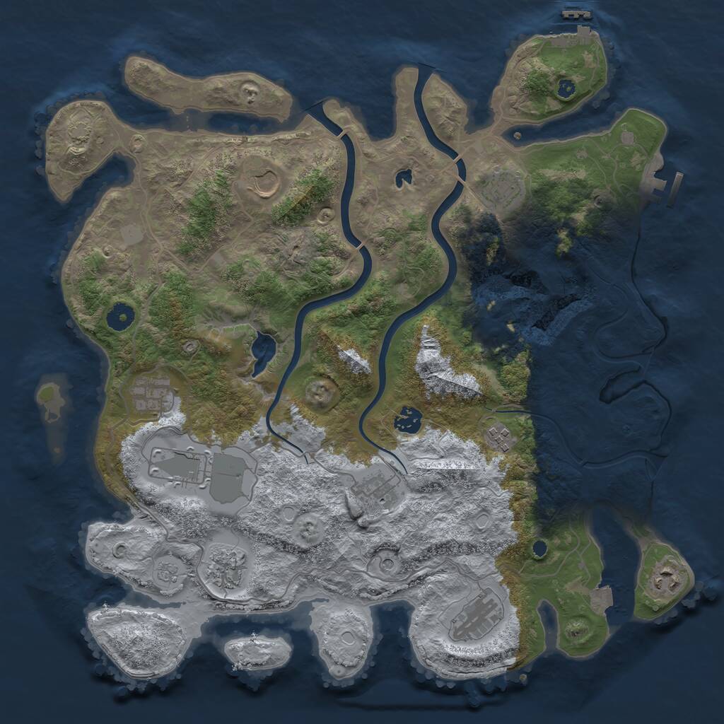 Rust Map: Procedural Map, Size: 4000, Seed: 1249, 16 Monuments