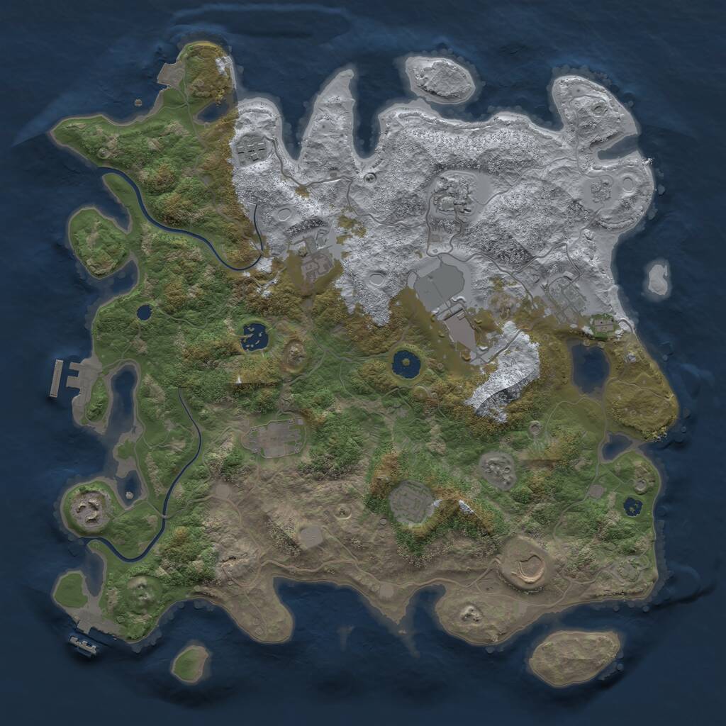 Rust Map: Procedural Map, Size: 3900, Seed: 523624380, 15 Monuments