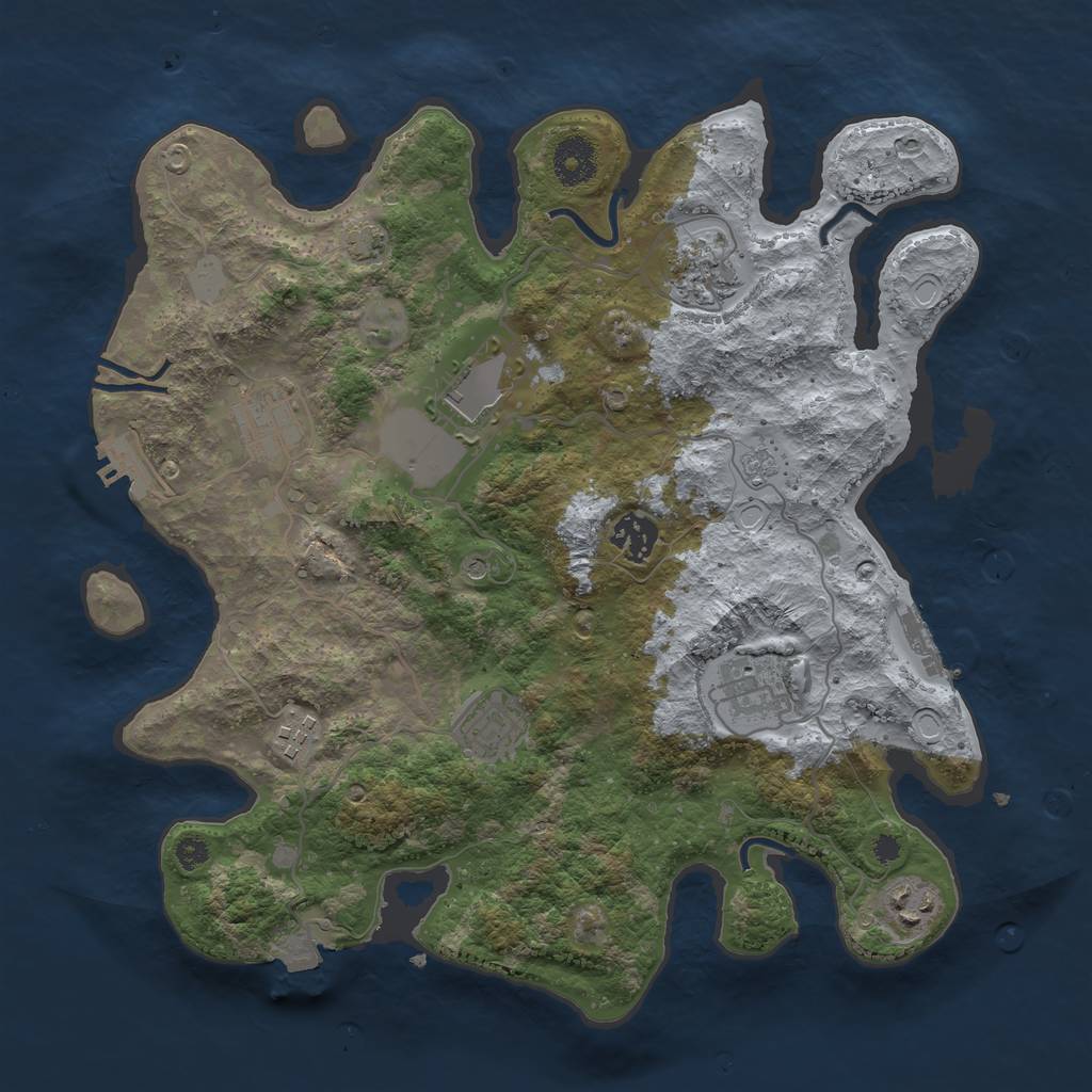Rust Map: Procedural Map, Size: 3500, Seed: 8316182, 16 Monuments