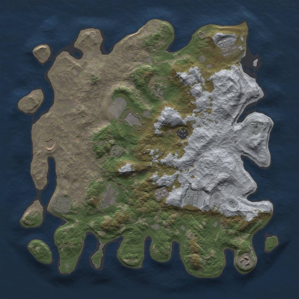 Rust Map: Barren, Size: 4000, Seed: 418992383, 14 Monuments